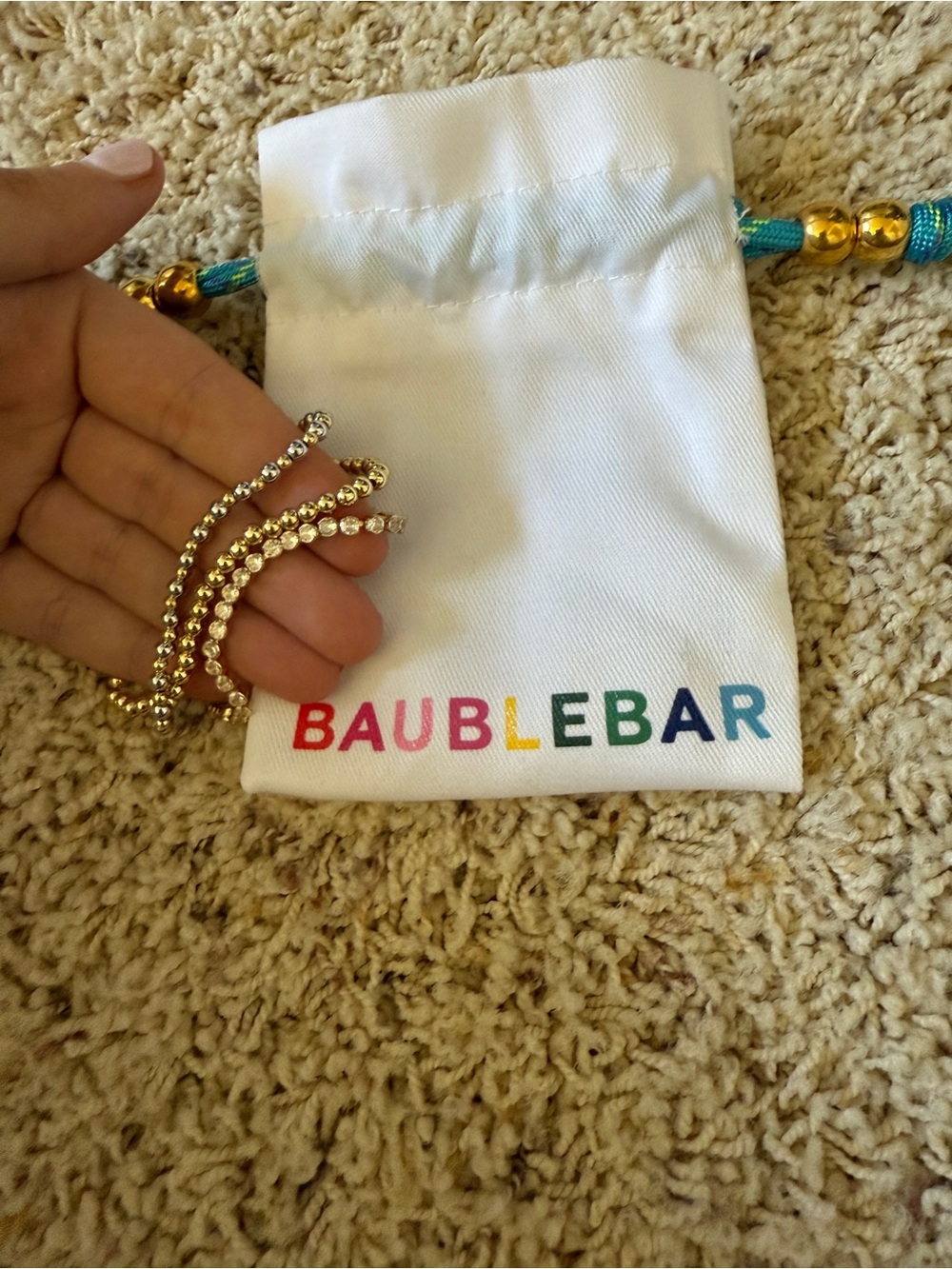 BaubleBar Gold and Clear Crystal Stretch Bracelet Trio